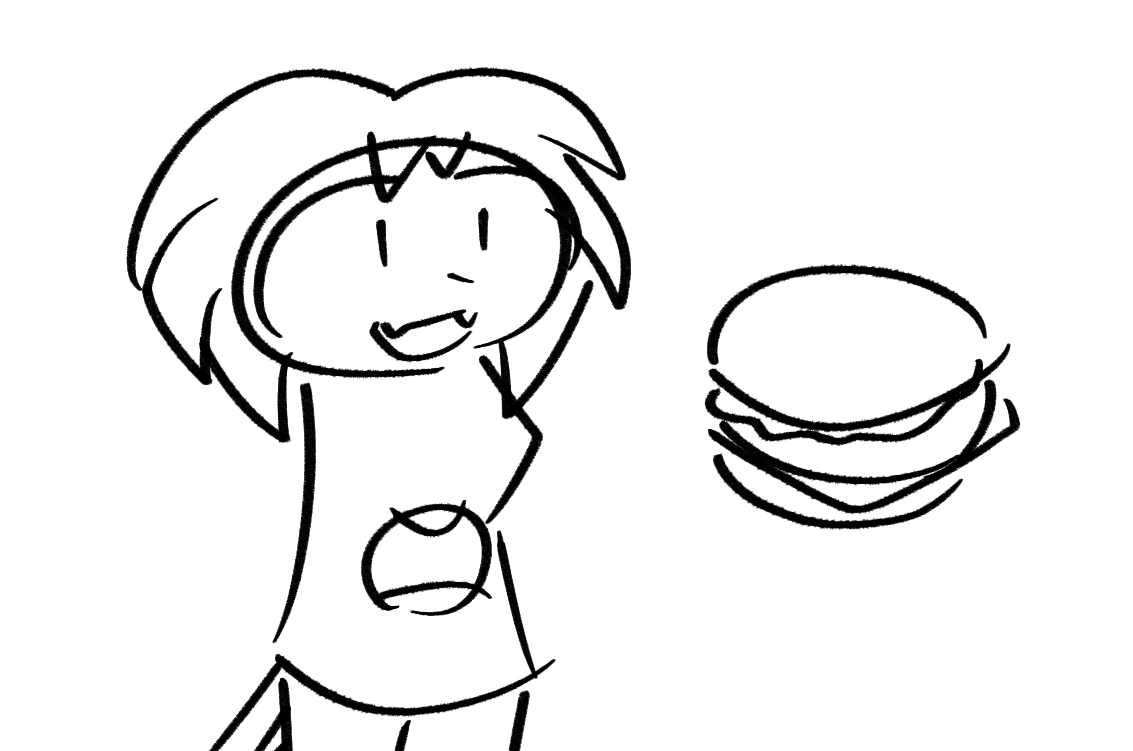 Tityus looking at a burger